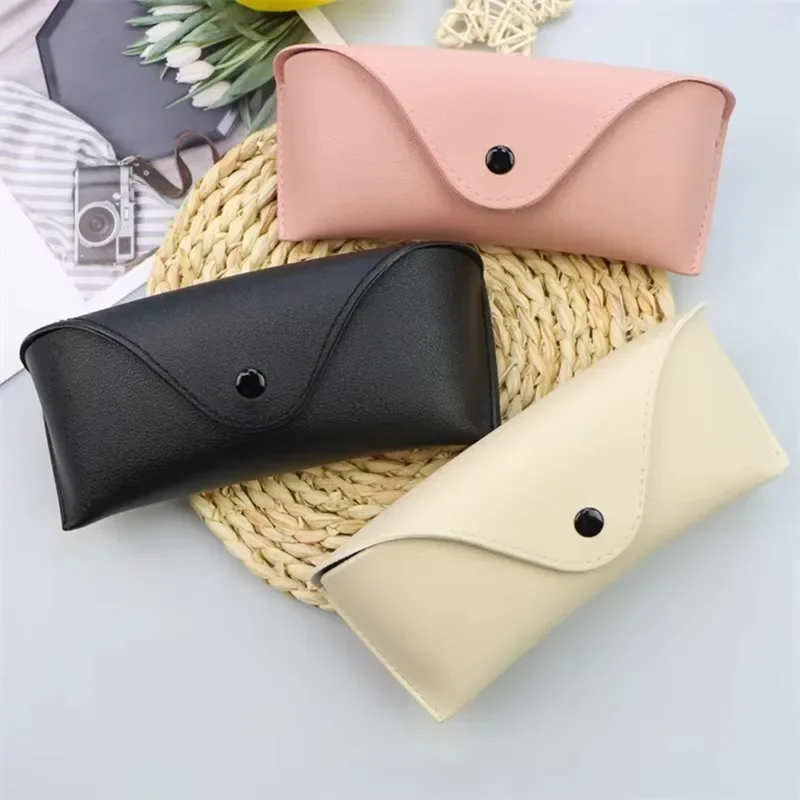 Caja de gafas de sol de cuero de alta gama de Color sólido, gafas para miopía, cajas de gafas de sol resistentes a la presión, bolsas para gafas