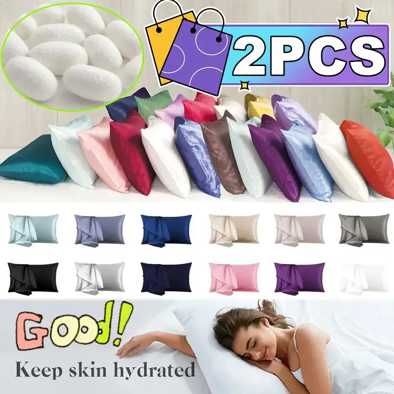 Nuevo 2/1 funda de almohada nórdica de seda de emulación pura, fundas de almohada decorativas blancas, negras y grises, fundas de cama cómodas de lujo para el hogar