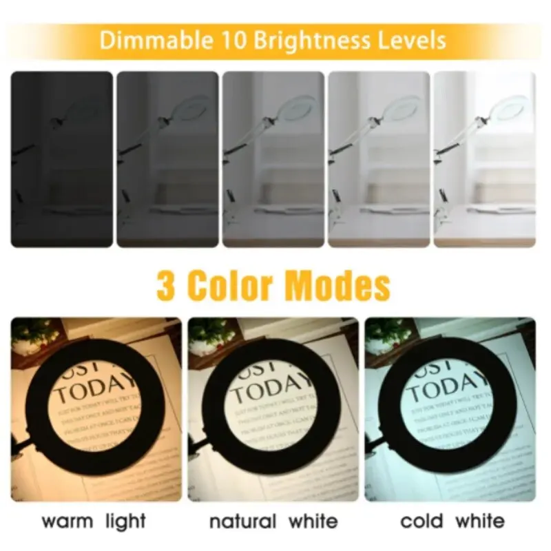 Lupa LED de 3 colores 72LED 8X/10X nueva lupa iluminada USB para reparación de soldador/lámpara de mesa/belleza para el cuidado de la piel