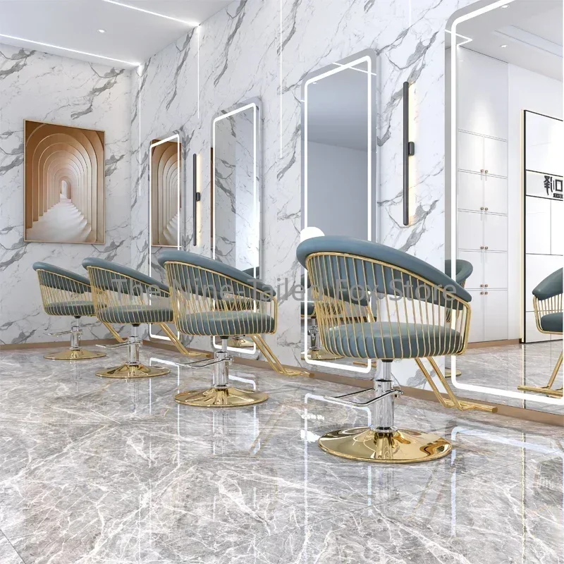 Poltrona da barbiere personalizzata di lusso retrò rosa classica sedia professionale sollevatore cuscino chaise rose mobili da salone in metallo