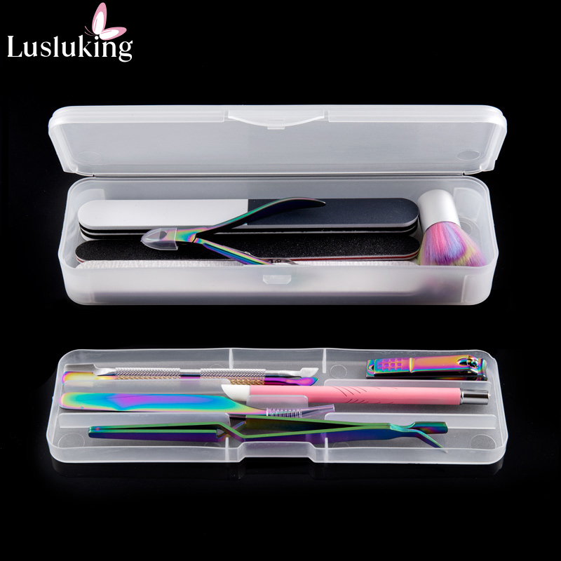 1 PC สี่เหลี่ยมผืนผ้า Double-Layer Nail Art เครื่องมือที่ว่างเปล่ากล่องเก็บแหนบ Clippers แปรงเล็บไฟล์แบบพกพาภาชนะพลาสติก 22 ซม.