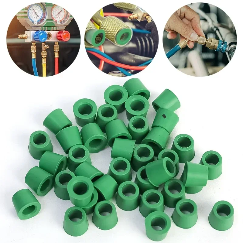 新グリーン空調 1/4 ''充電ホース 1/4 ''バルブガスケットマニホールド修理シールキット交換カーアクセサリー 200/50 個