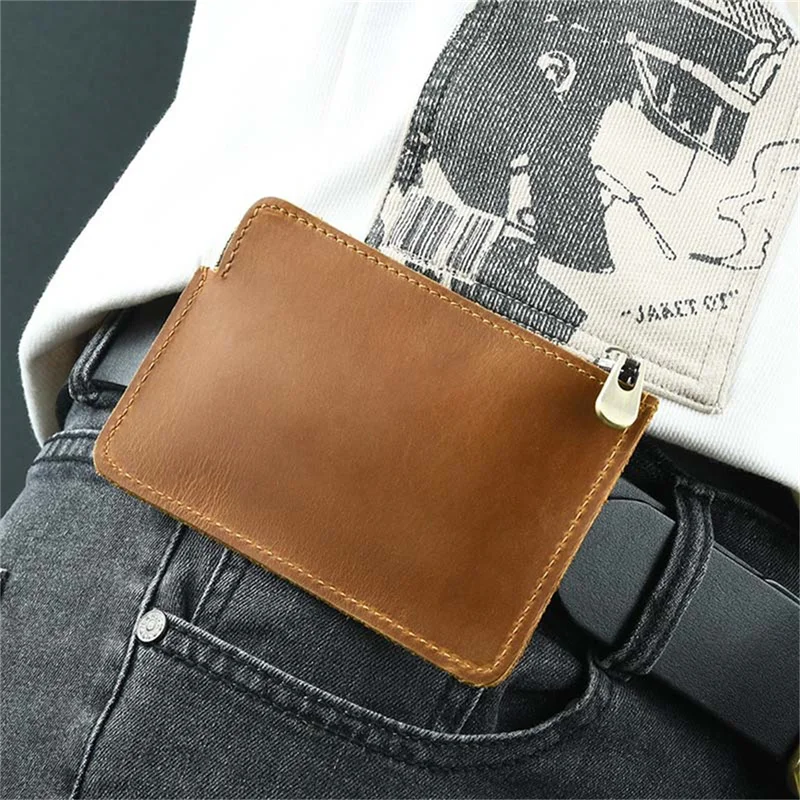 AIGUONIU Hohe Qualität Echtes Leder Taille Tasche Kleine Tasche Crazy Horse Rindsleder Design Taille Pack Telefon Beutel Taille Gürtel Unisex