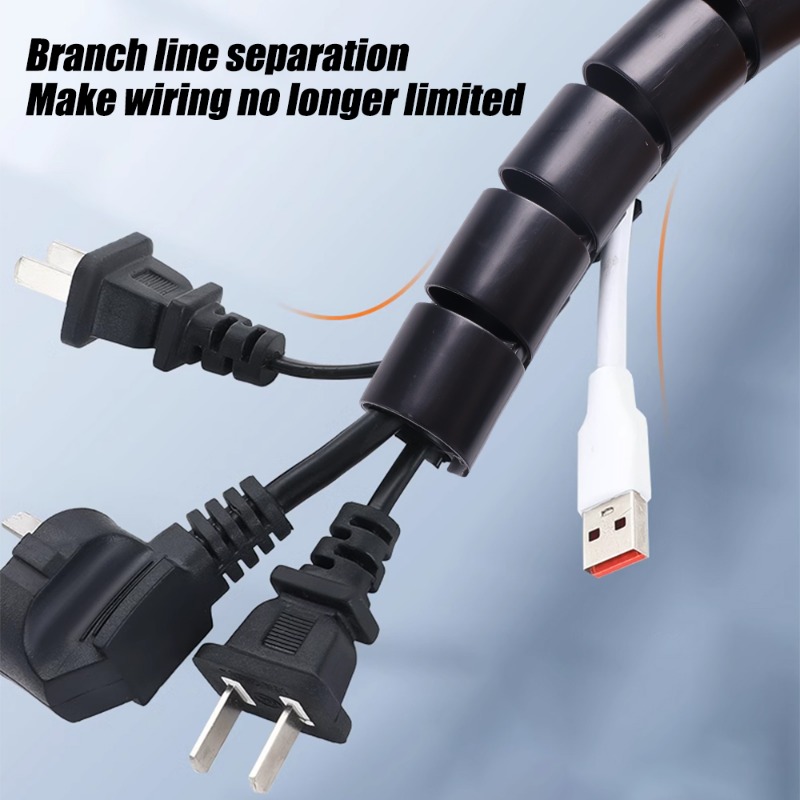 2M Cable Tube Sleeve Flexible Cord Bundler Wire Wrap Cable Management System Desk Wire Organizer for Office Home TV PC Computer