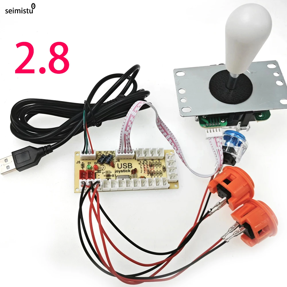 DIY Arcade USB Null Verzögerung Encoder PC zu Joystick Arcade Rocker Platine Steuermodul für PS2 PS3 mit Kabel Druckknopf