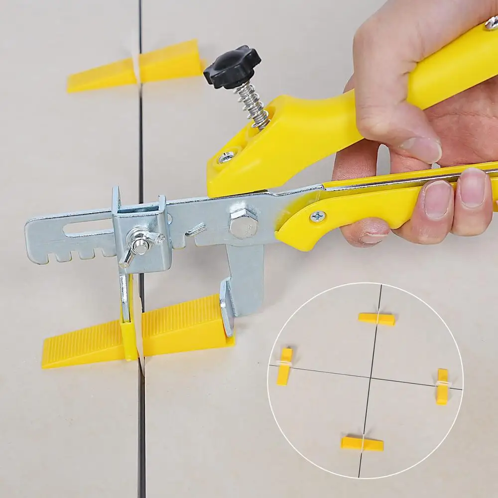 Tile Leveling System Set with Tile Plier 1500 Pcs Tile Spacers Clips 300 Pcs Reusable Wedges 1 Rubber Mallet Ideal Stone