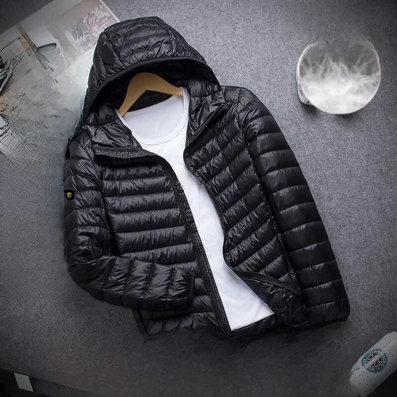 Jaqueta Leve de Aodão com Capuz para Homens Estilo Casual Curto Quente Tamanho ande Roupas Externas Primavera Outono Inverno