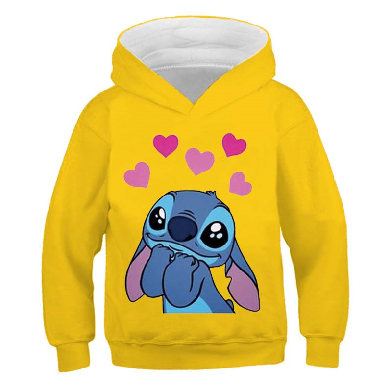 New Stitch felpe con cappuccio ragazze felpa autunno e inverno manica lunga Harajuku pullover serie Disney Stich Casual con cappuccio top
