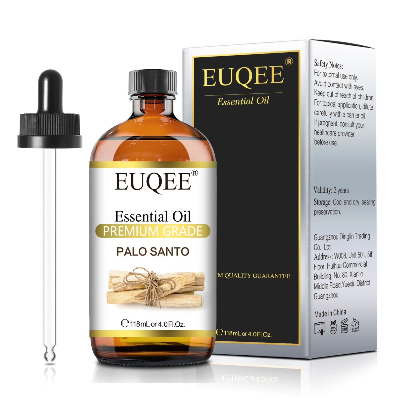 EUQEE 118ml Essential Oil Palo Santo Aromatherapy Essential Oils for Diffuser Soap Candle Making Air Freshener– with Dropper