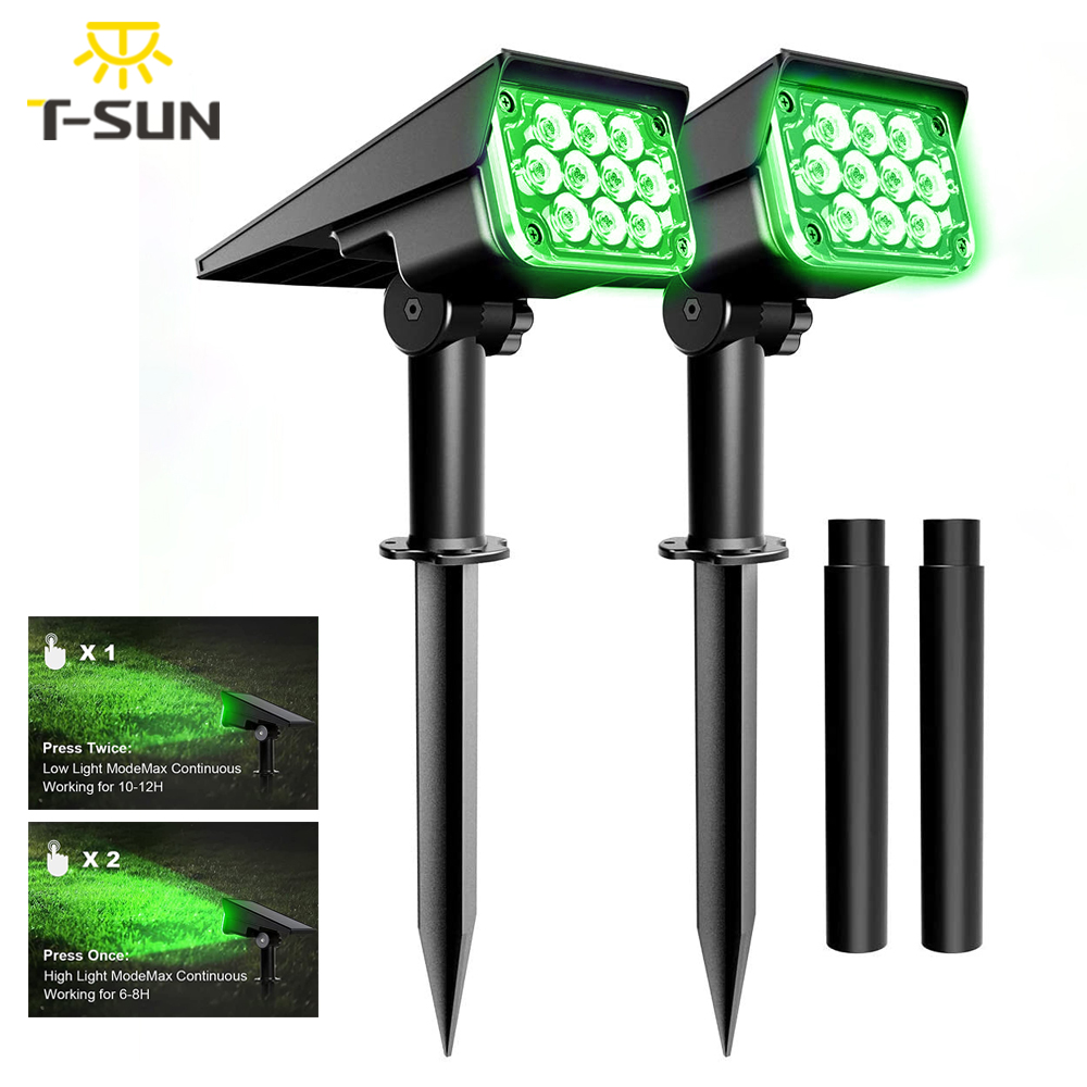 T-SUN Einstellbare Solar Strahler Solar Garten Licht IP65 Solar Power Grünes Licht Für Hof Weg Baum Dekor Solar Licht im Freien