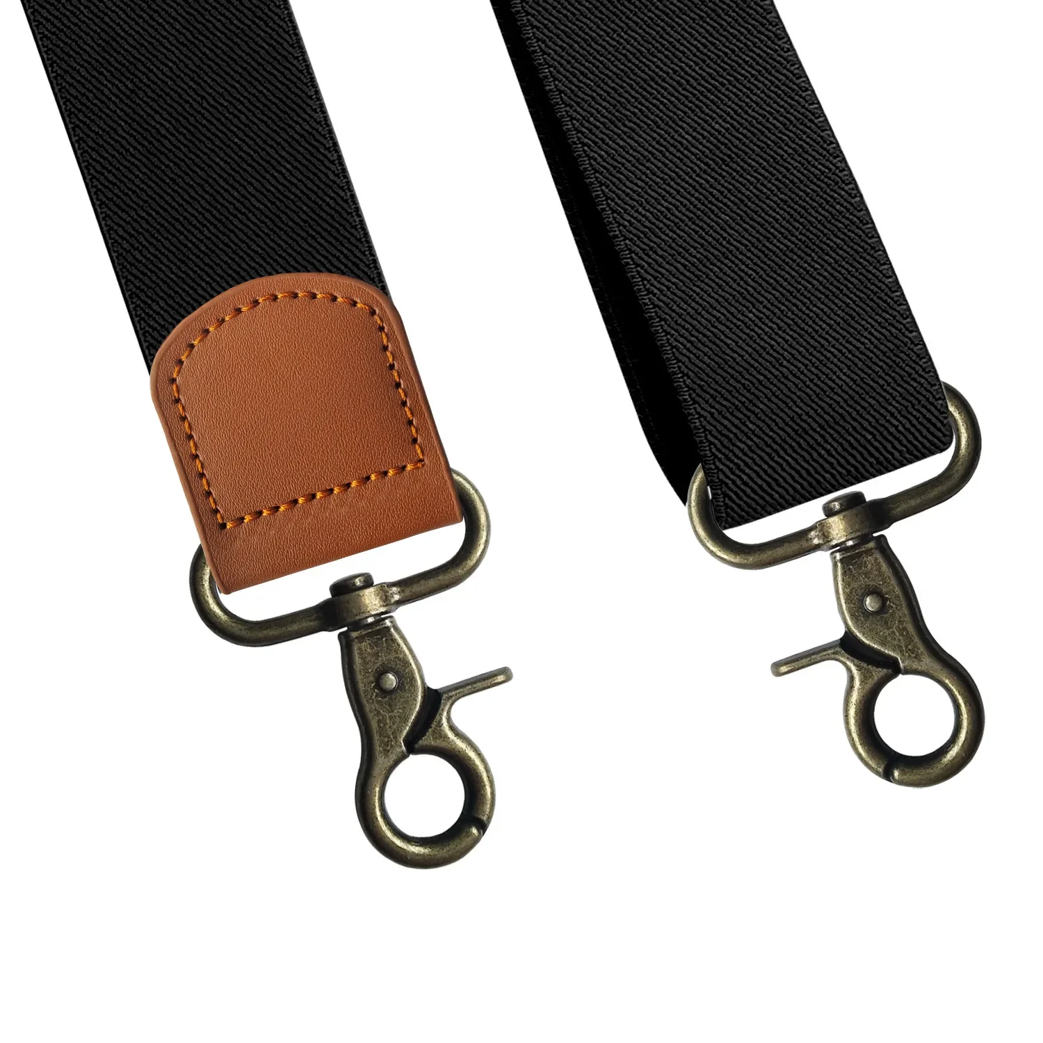 Vintage bretels voor mannen 3,5 cm breed X-zwart 4 bronzen haakclips zware grote hoge verstelbare elastische broekbretels riemen
