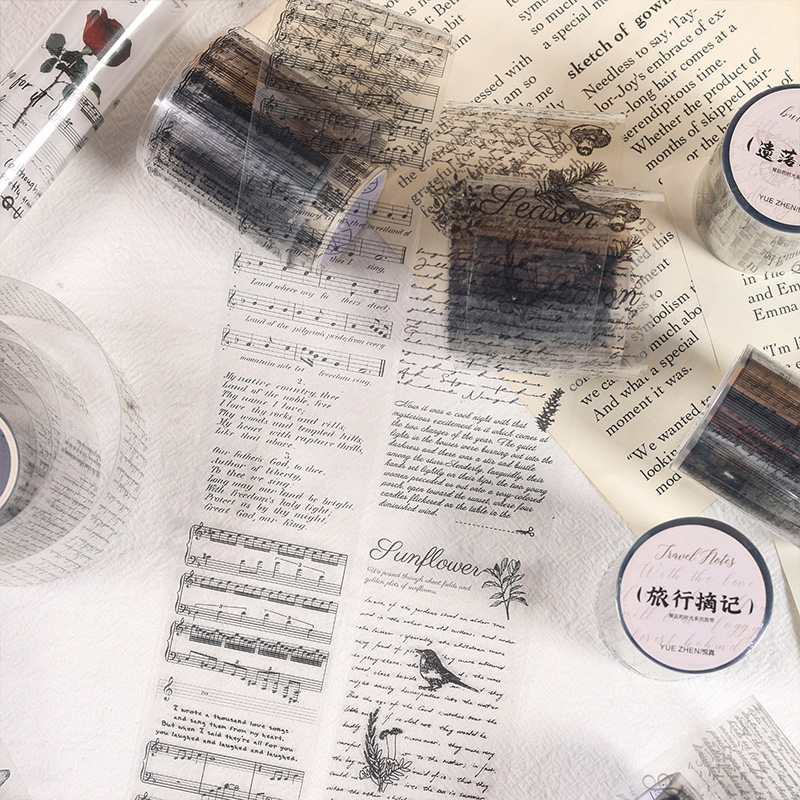 Yoofun 5x300cm Vintage inglés escritura letras bosque PET cinta estilo Retro Scrapbooking diario cinta adhesiva