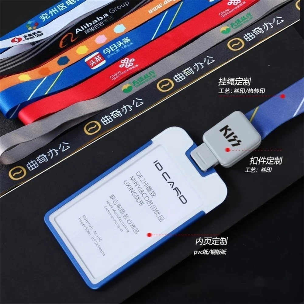 Kim Loại 2 Mặt Thị Giác Chứng Minh Thư Giá Đỡ Với Cao Cấp Dây Đeo Cổ Bề Mặt Mờ Mềm Mại Không Nhăn Dây