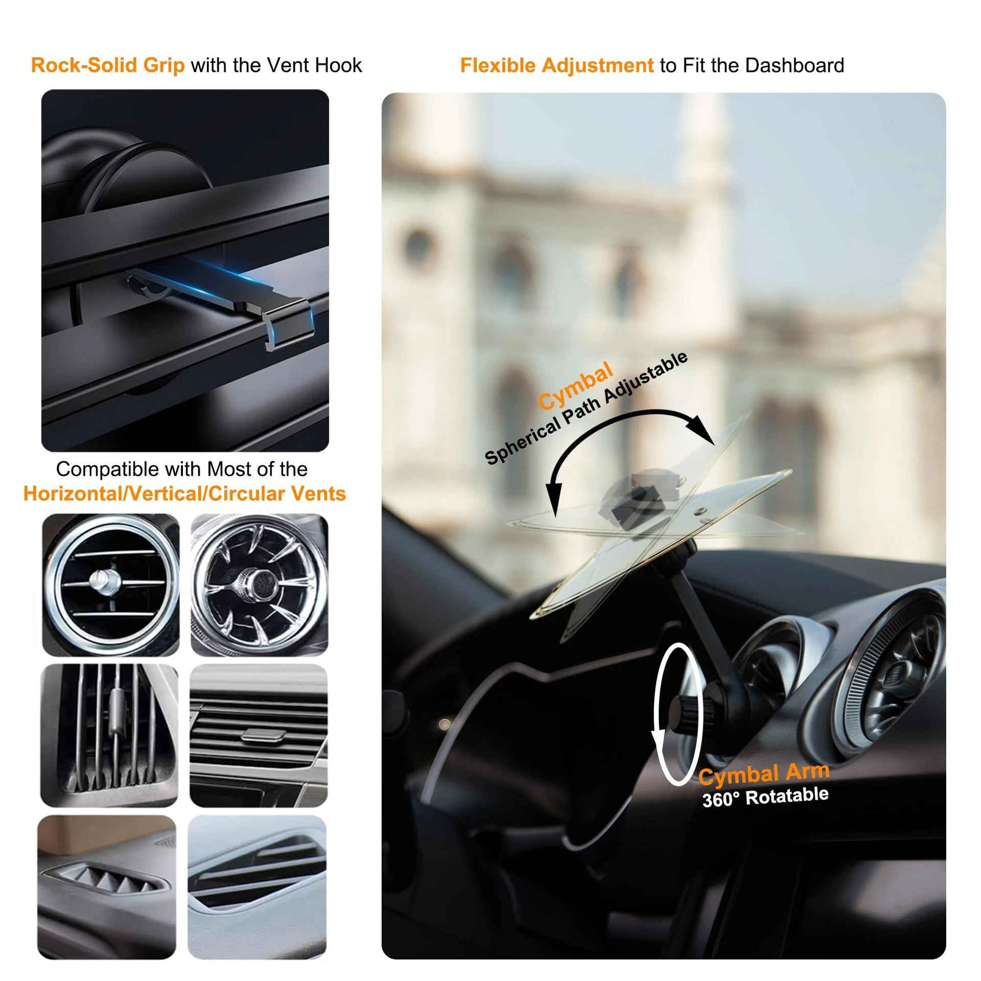 Mini tambores universales que coloca con platillos, decoración de ventilación para coche, accesorios interiores automotrices robustos, diseño a prueba de golpes