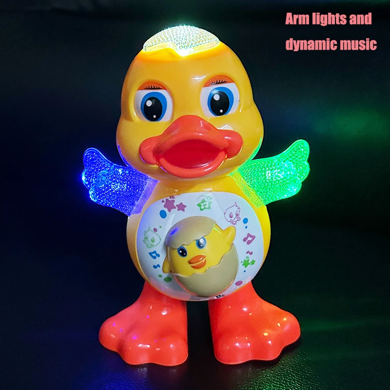 Giocattoli elettronici Anatra danzante Divertenti occhi lampeggianti Luce lampeggiante Scuoti il corpo Simpatico cartone animato musicale Animale Giocattolo educativo Regalo per bambini