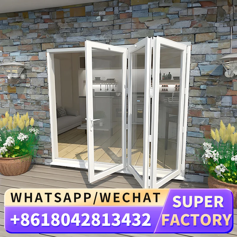 Customized Hot Sale double Glass Partition System Aluminum Bifold Folding Sliding Door System Decoration Living Room for sale