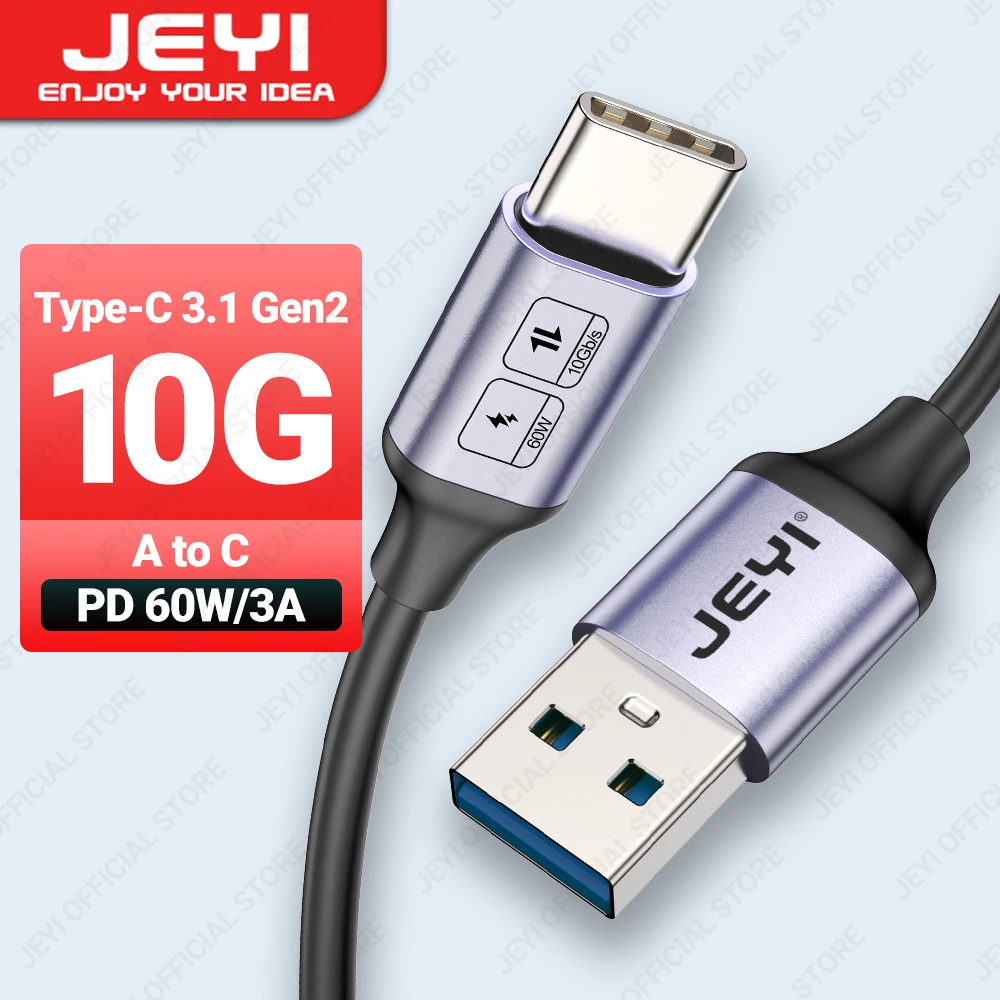 JEYI kabel USB A do typu C 60W szybkie ładowanie 10Gbps kabel USB ładowarka do telefonu komórkowego Samsung Xiaomi HTC Redmi Huawei USB-C