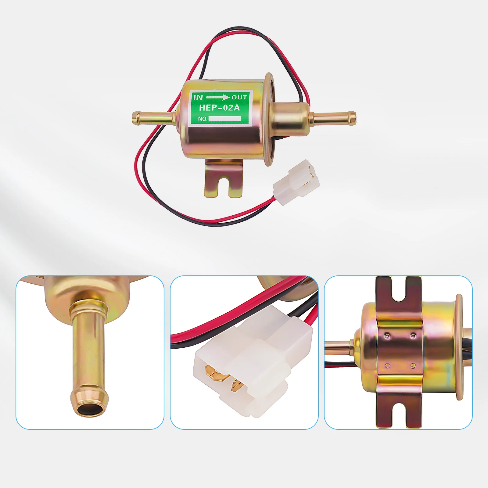 Bomba de combustível elétrica universal, 12v/24v, parafuso de baixa pressão, fio de fixação, gasolina diesel, HEP-02A para carro, carburador, motocicleta, atv