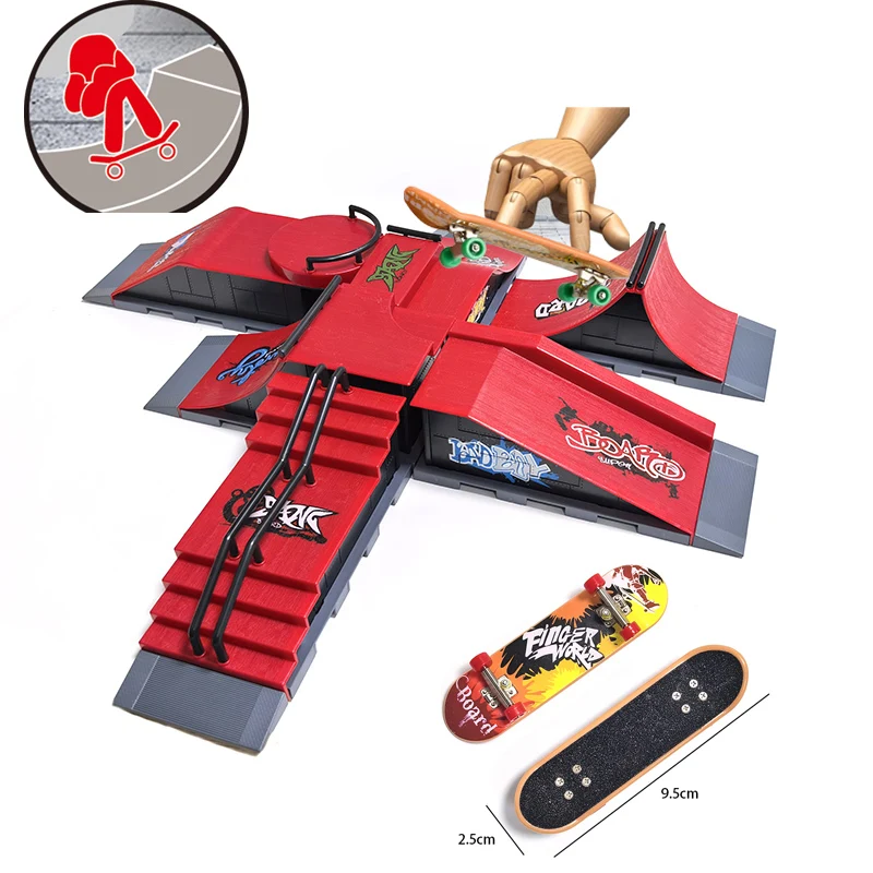 Finger Skatepark Set Professionelle Tech Praxis Deck Plattform Stunt Finger Skateboard DIY Montieren Rampe Park Kits Spielzeug Für Kinder