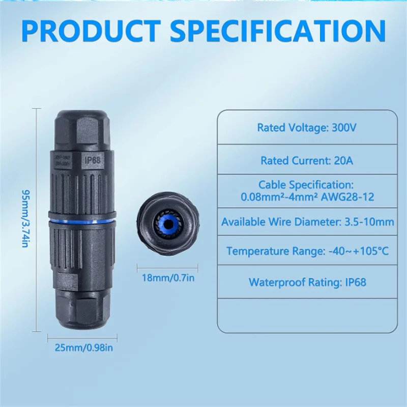 IP68 wasserdichter Verbindungskabel, schnelle Verbindung, wasserdichter Stecker, 2/3-polig, lötfrei, LED-Lampenverkabelung, regensichere Klemme für den Außenbereich