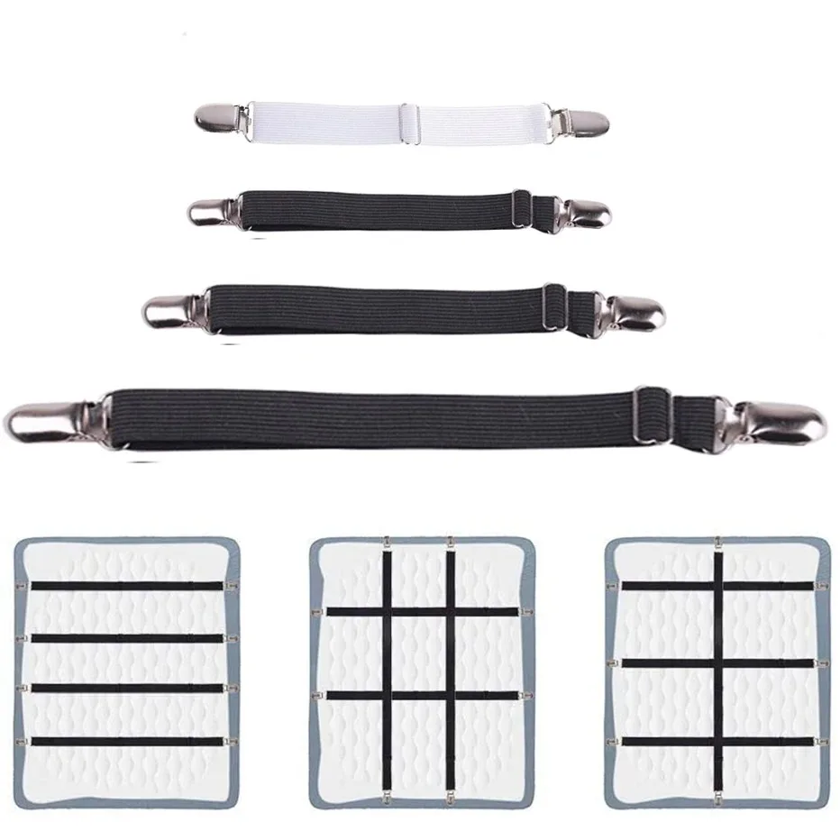 Bande de fijación élastique pour drap de lit 4 piezas/juego pinces pour drap de lit ceinture ajustable soporte de couvertures