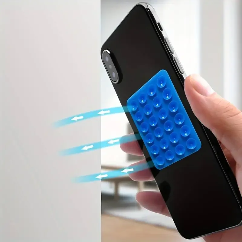 ซิลิโคนดูดที่วางโทรศัพท์ Mat ถ้วยดูดมัลติฟังก์ชั่น Wall Stand Square Anti-Slip Single-Sided Case Mount สติกเกอร์ด้านหลัง