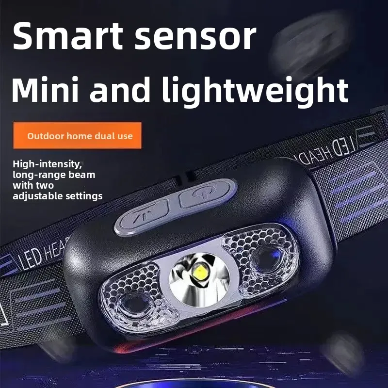 Strong Light Headlamp Portable LED Sensor Headlamp USB Rechargeable Head Flashlight Outdoor Camping Fishing Emergency Lantern