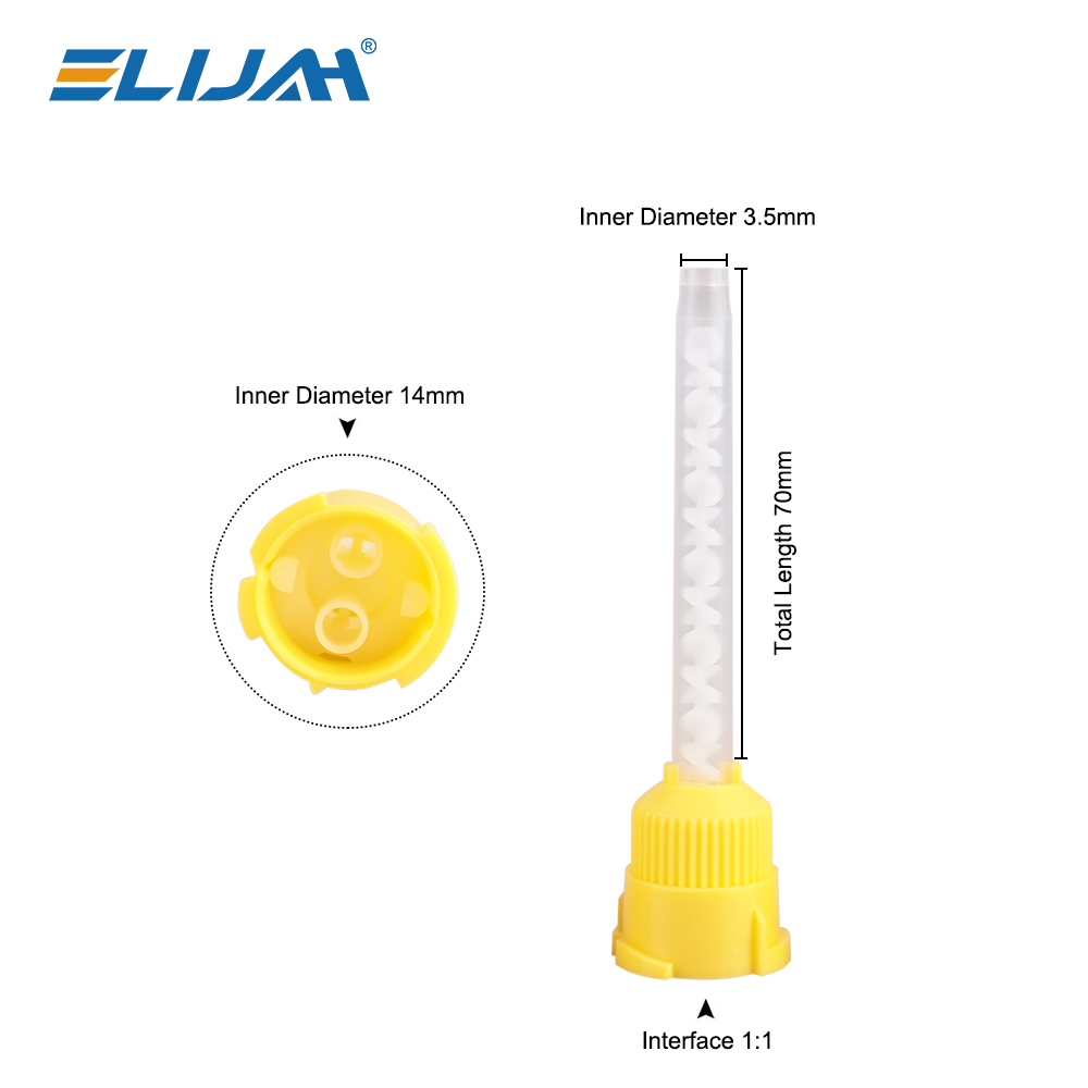 ELIJAH 50 PC ทันตกรรมยางซิลิโคนลําเลียงหัวผสมทิ้ง Impression วัสดุผสมหลอดทันตกรรมวัสดุ
