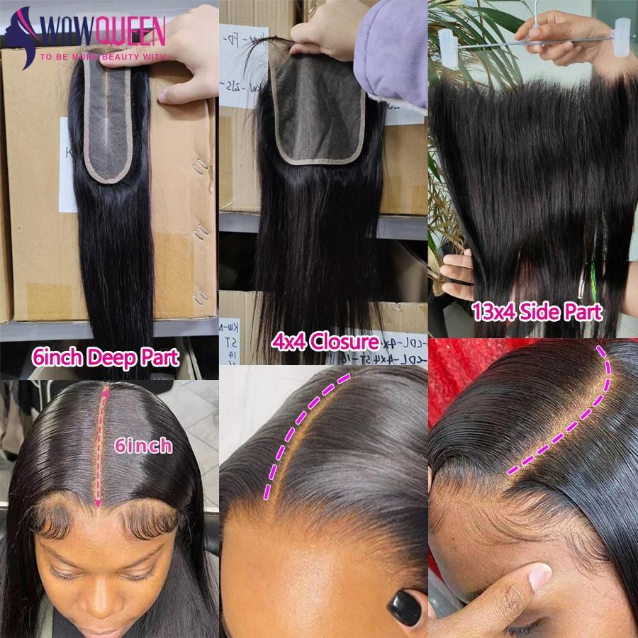 Pacotes de cabelo humano reto com fechamento 2x6 4x4 extensões de cabelo brasileiro cru tecer 3 4 pacotes com 13x4 frontal transparente