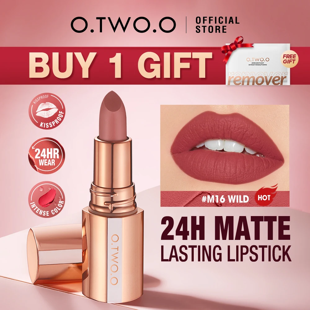 O.TWO.O-lápiz labial mate de larga duración, resistente al agua, sin manchas, maquillaje de tinte de labios con acabado de terciopelo muy pigmentado clásico