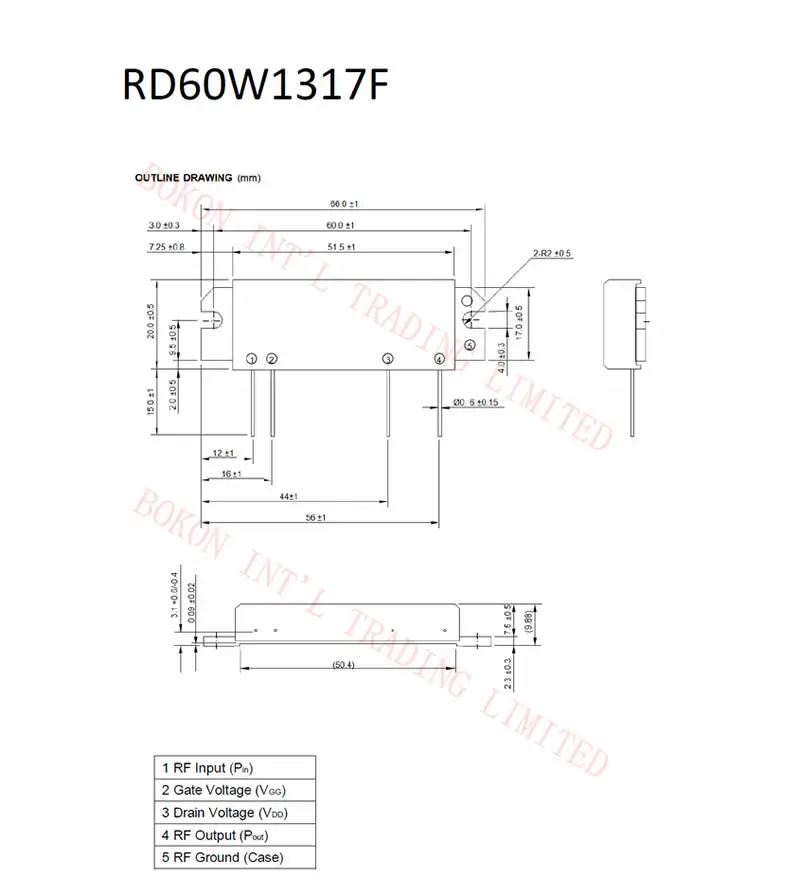 RD60W1317F 12.5 V/24 V 135-175 MHz 30 W/60 W สําหรับวิทยุมือถือ RF MOSFET เครื่องขยายเสียงโมดูล 135 ถึง 175 Mhz Cross อ้างอิง RA60H1317M