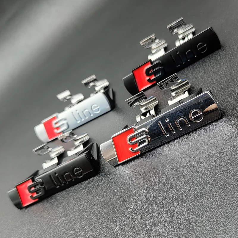 Logotipo de metal 3d linha emblema grill crachá adesivo de carro para audi sline q3 q5 q2 a1 a3 a4 a5 a6 a7 tt s3 s4 s5 s6 sq5 rs5 acessórios