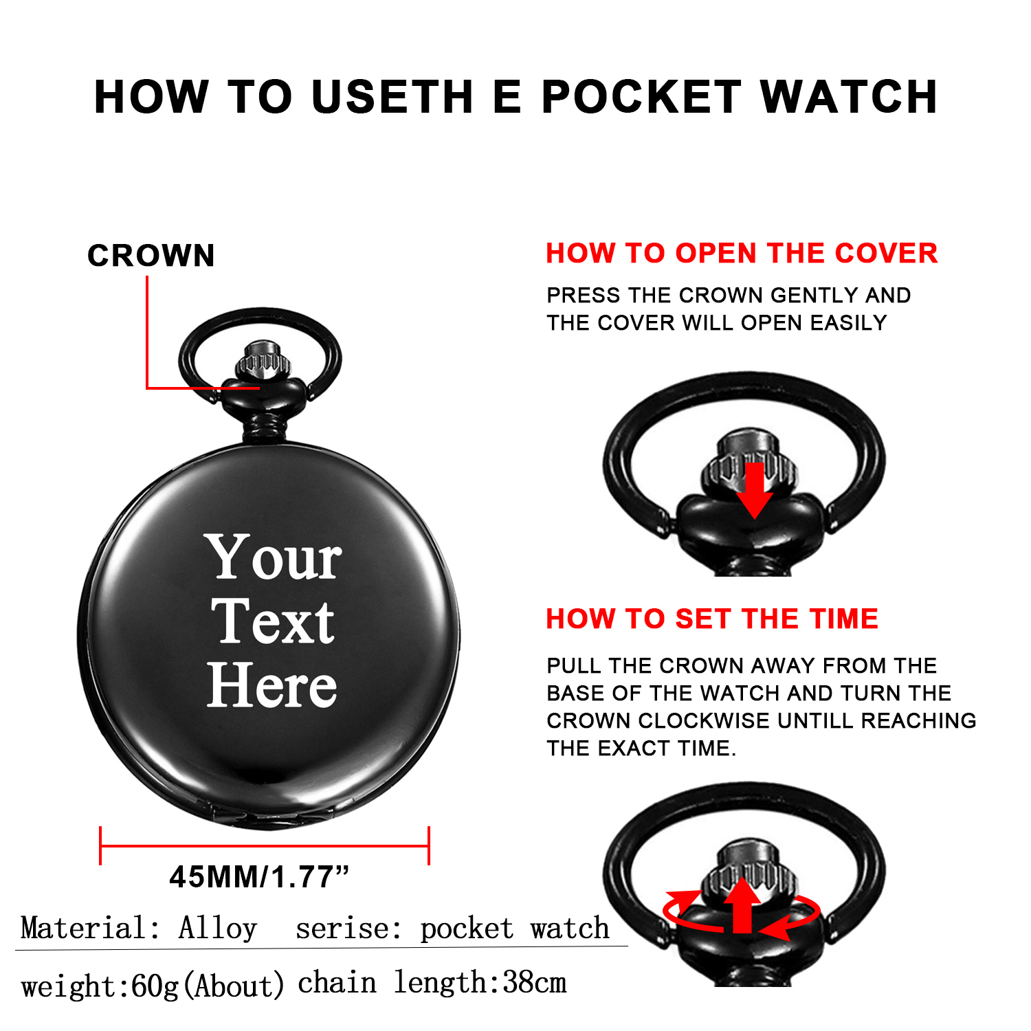 로고 이름 텍스트 패턴 사용자 정의 석영 맞춤형 회중 시계 빈티지 Bestman Groomsmen 결혼 선물 기념일 선물