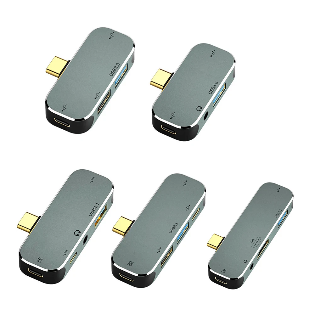 Многофункциональный концентратор 6 в 1 Type-C, разъем 3,55 мм, PD100W, USB3.0/USB2.0/USB3.1, совместимый с HDMI USB-разветвитель