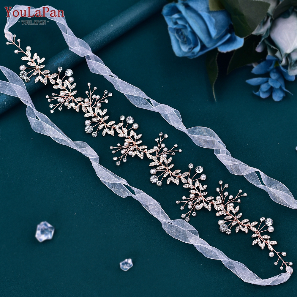 TOPQUEEN SH233 Glänzender Kristall-Hochzeitskleid-Gürtel, Strass-Brautschärpe, formelles Kleid, Legierung, Blätter, Damengürtel für Abendkleid