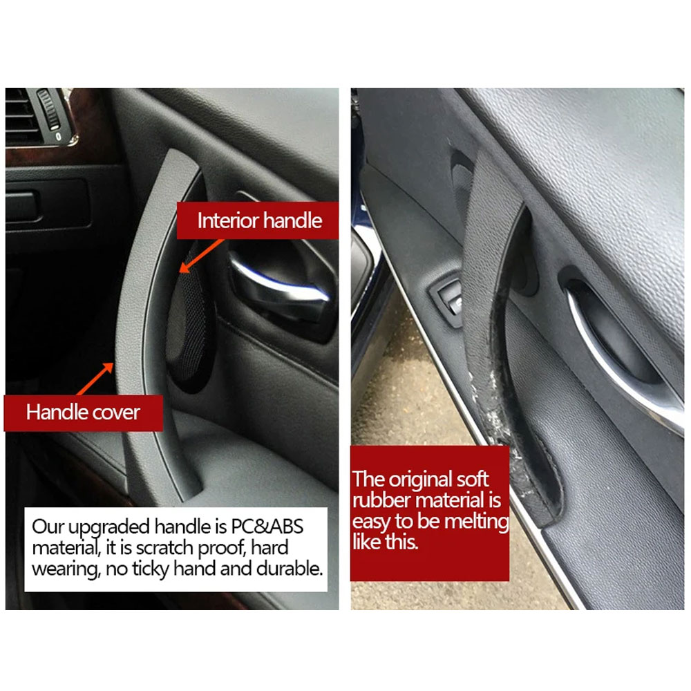 車黒左右乗客インナーハンドルインテリアドアパネルプルトリムカバー BMW 3 シリーズ E90 E91 316 318 320 325 328i