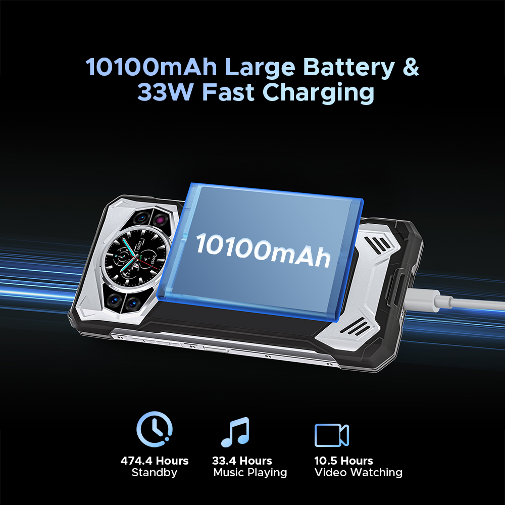 Doogee s200 5g telefone robusto 6.72 "120hz display 12gb ram 256gb rom 100mp ai câmera principal 10100mah android 14 nfc