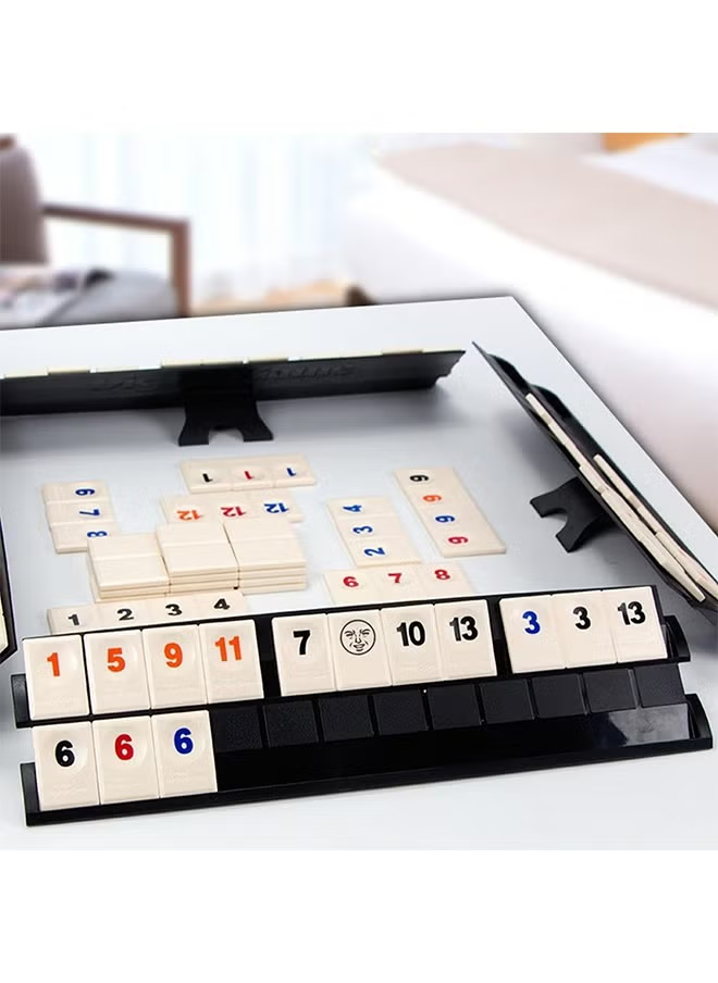 Rommy Cube Game met 4 rekken, Rommy Cube Game Set met draagbare koffer, alledaagse klassieke bordspellen Leren puzzelspellen voor tieners