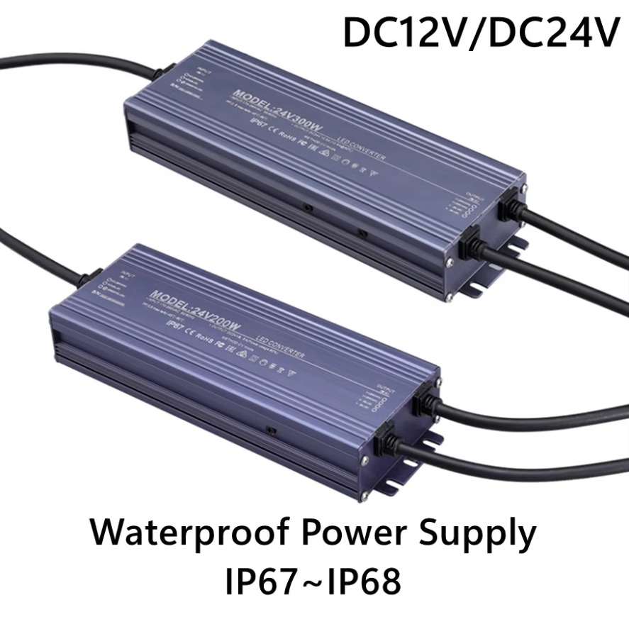 照明トランス防水電源 IP67 IP68 AC220V に DC 12V 24V LED ドライバ 100 ワット 200 ワット 300 ワット 400 ワット 500 ワット屋外アダプタ