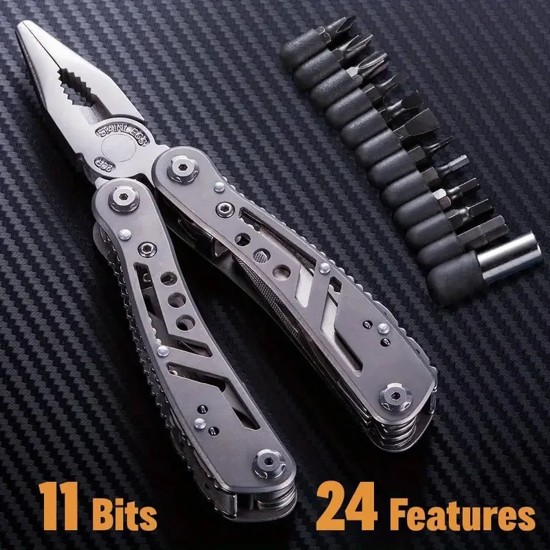Pinza multiutensile 24 in 1 multiutensile con ​ Multiutensile professionale per regali di sopravvivenza, campeggio e caccia per uomo, papà, banda Hus