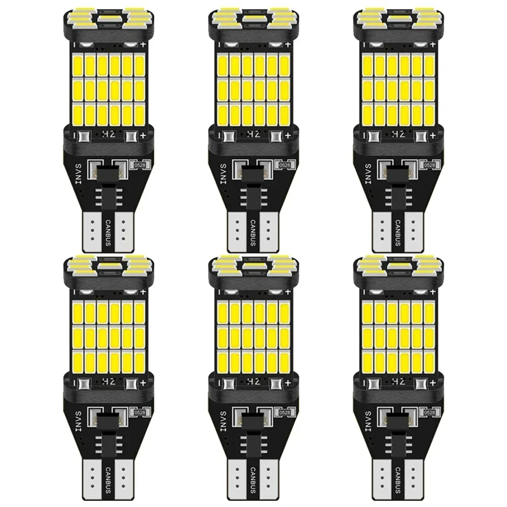 Bombillas LED superbrillantes para coche, luz de marcha atrás blanca, 6 piezas, T15, W16W, 921, 912, T16, T10, 902, 45SMD, 4014, 1200LM