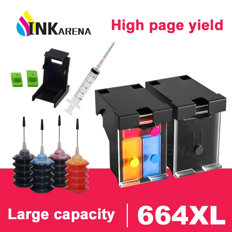 Kit de recarga de 664xl, cartucho de tinta de repuesto para hp 664 hp664 para HP Deskjet 1115 2135 3635 2138 3636 3638 4535 4536 4538 4675