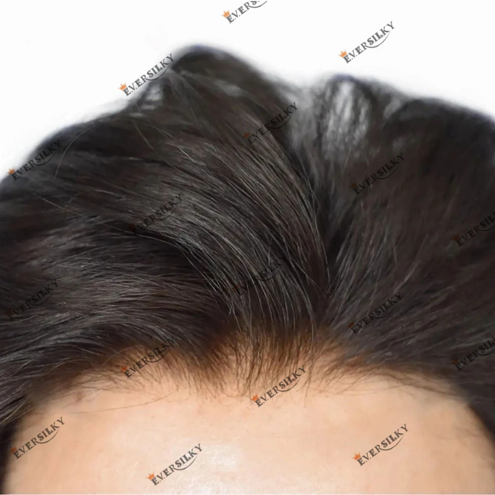 Tự Nhiên Dây Cột Tóc Nam Toupee V-Vòng 0.06-0.08Mm Đế PU Tóc Thay Thế Hệ Thống Thẳng/Lượn Sóng tóc Cho Lựa Chọn Tóc Vàng