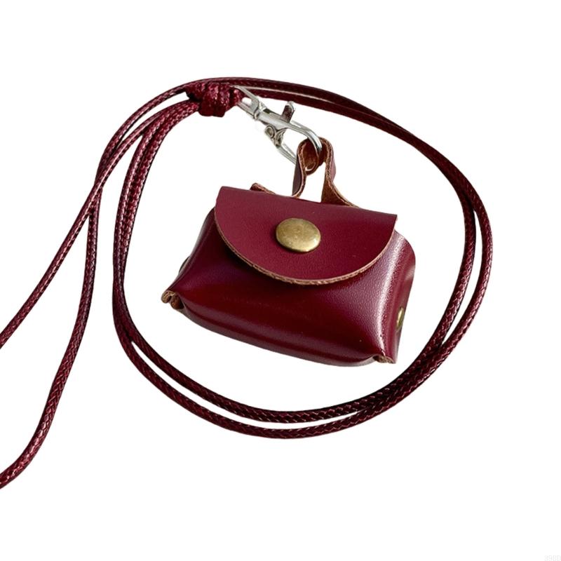 39bd PU -Geldbörse Halskette Schmuck Accessoires für Reisen, Musikfestivals Trendy Halskette Mini Bag Pu Leder