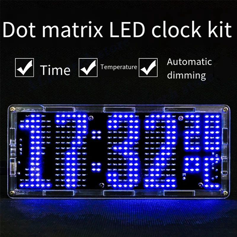 Kit de reloj de matriz de puntos LED 51 microordenador de un solo chip reloj electrónico controlado ópticamente piezas de bricolaje