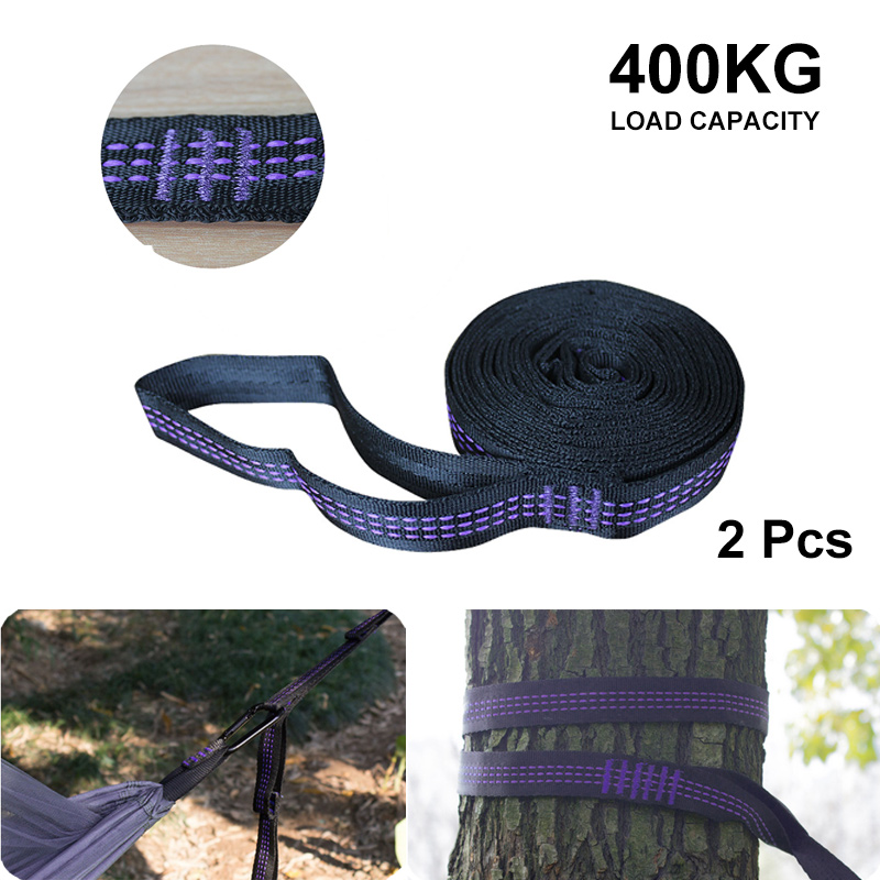 Correa de cuerda para hamaca de 2 piezas, pieza de repuesto aérea colgante de árbol de 280cm, carga de 400KG, hamaca para acampar y Yoga al aire libre con hebilla