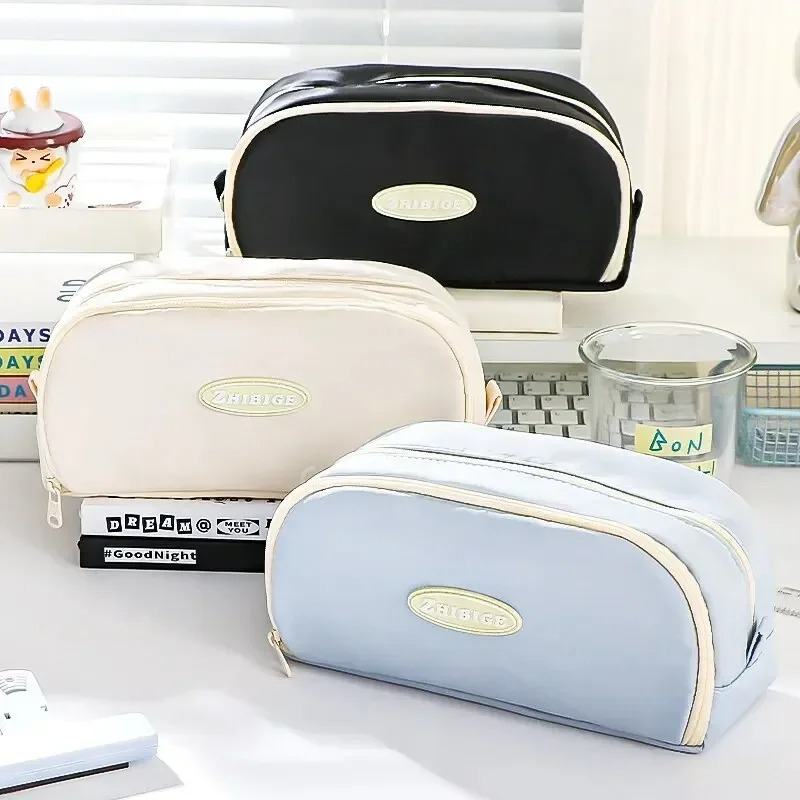 Bolsa de lápis elegante e prática com grande capacidade e múltiplas seções para armazenamento de papelaria, estojo de lápis de volta às aulas