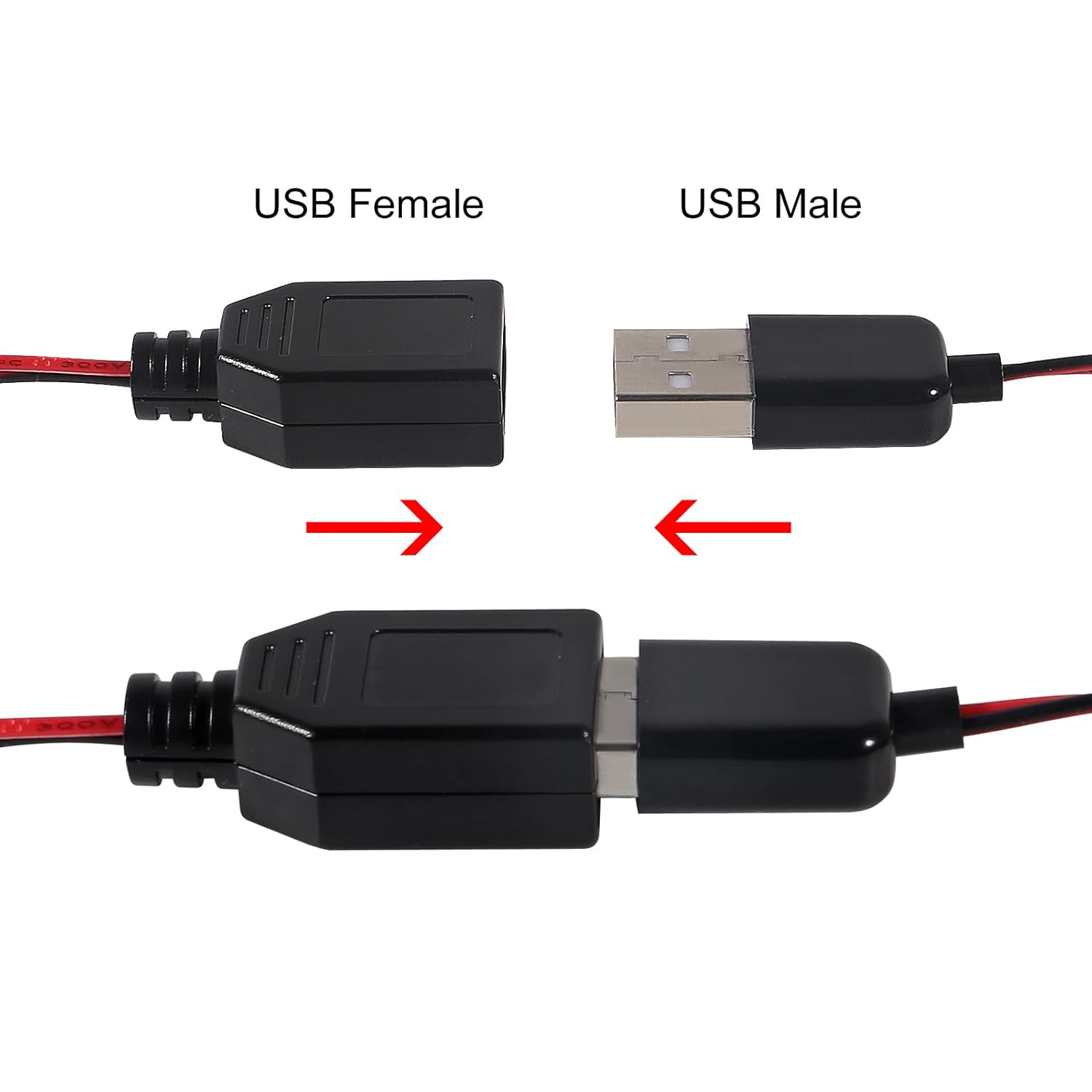 Cable adaptador USB a pinza de cocodrilo, Cable USB macho hembra a sonda con pinza de cocodrilo, Cables USB con pinza de cocodrilo para prueba de circuito, 2 uds.