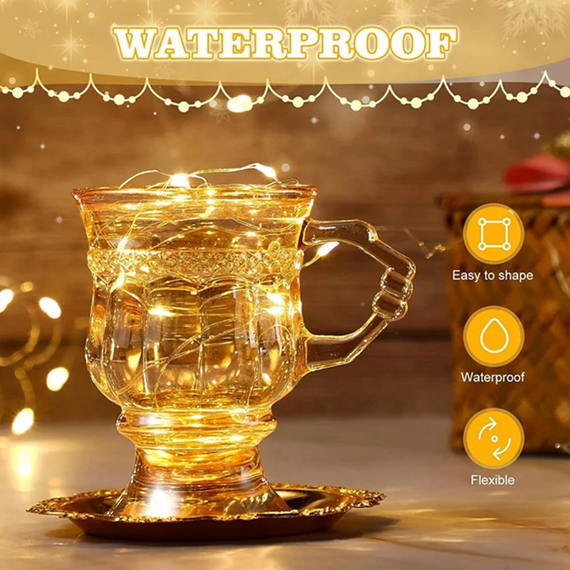 20er-Pack Lichterketten, 20 LEDs, 2 m, silberfarbener Kupferdraht, batteriebetriebene Dekorationen, Lichter für Hochzeit, Party, Weihnachtsdekoration