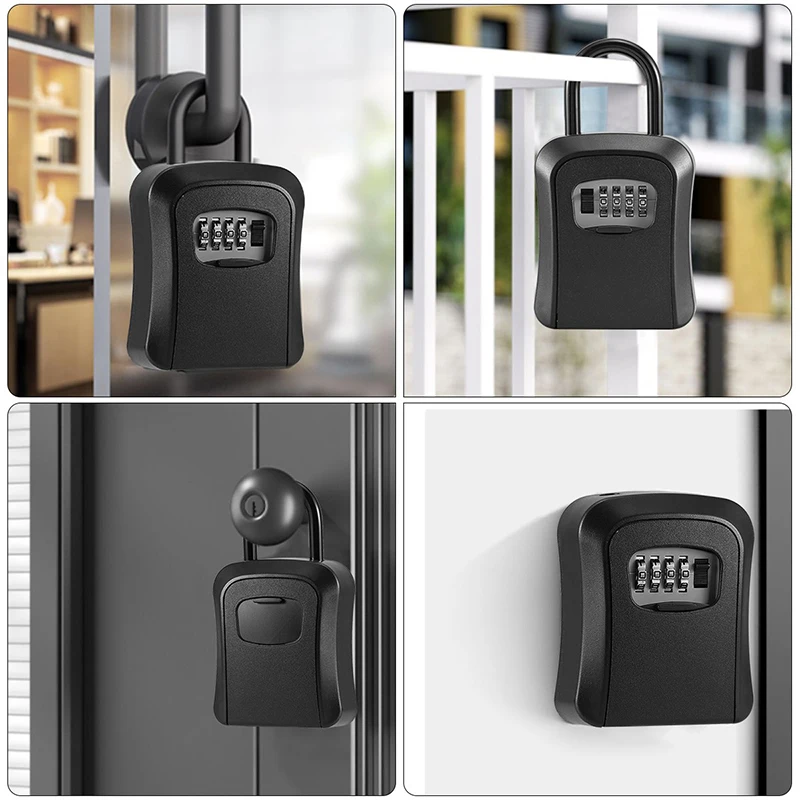 Caixa de bloqueio de chave à prova dwaterproof água fora senha de combinação de 4 dígitos metal chave casa caso instalação gratuita ao ar livre caixa de chave de senha